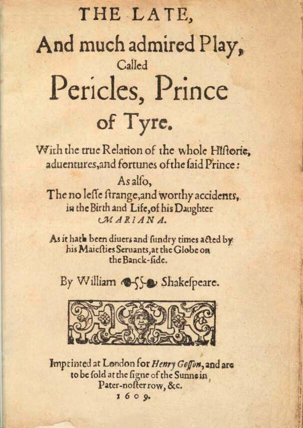 Shakespeare: Perikles, Tyrus hercege olvasónapló